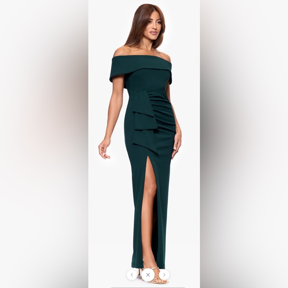 Camila Long Off the Shoulder Green Dress